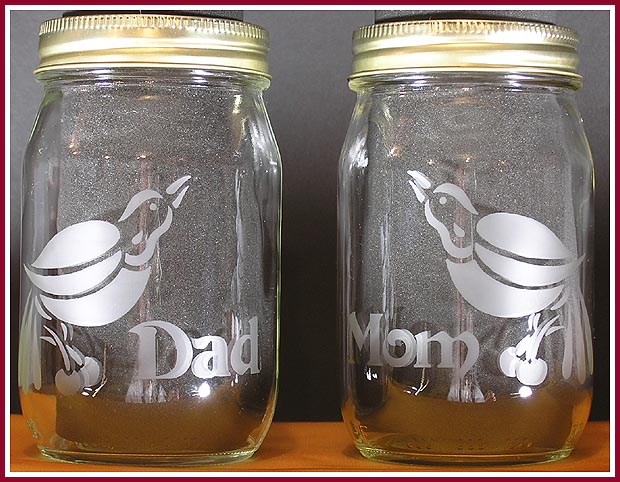 These personalized candy jars were created from recycled glass jars using Egress Etch stencils and etching supplies.
